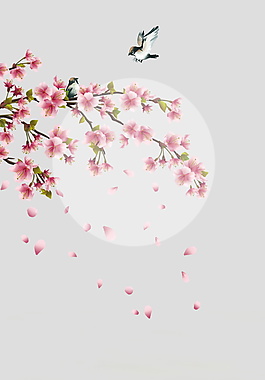 唯美落花海報(bào)背景設(shè)計(jì)