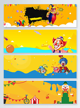 愚人節(jié)快樂黃色卡通banner背景