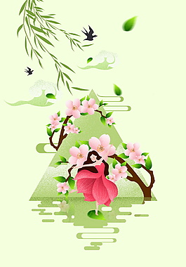 彩繪唯美春季新海報背景設(shè)計