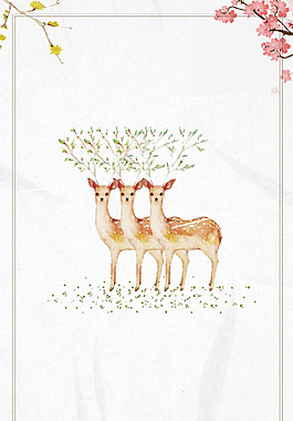 清新可愛淺色小鹿廣告背景