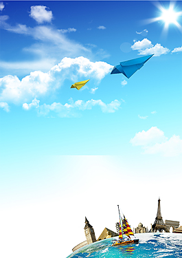 清新藍(lán)色天空廣告背景