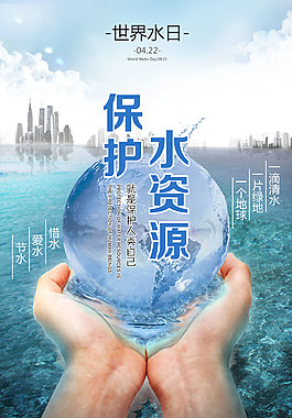 世界水日04.22保護水資源環保公益海報