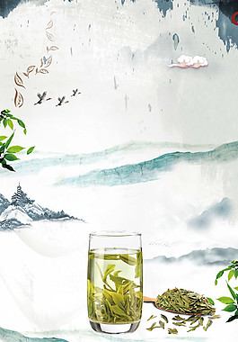 彩繪春茶海報(bào)背景設(shè)計(jì)
