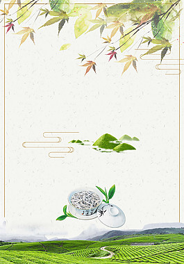 彩繪春茶海報背景設計