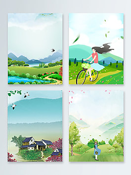 清明節踏青郊游psd分層廣告背景