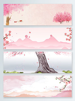 粉色桃花清明節賞花banner背景