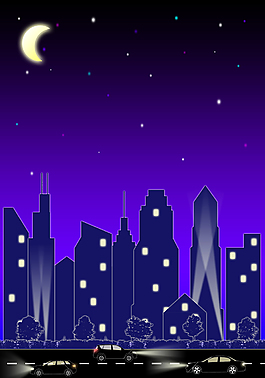 渐变背景夜晚城市