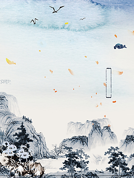中式淡雅水墨山水傳統(tǒng)文化背景素材