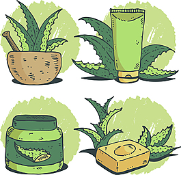 美容芦荟用品插画