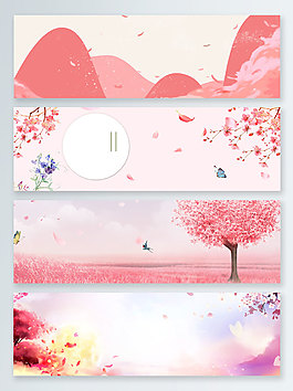 粉色桃花清明節賞花banner背景