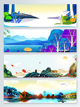 手繪傳統(tǒng)清明節(jié)插畫中國風(fēng)banner背景