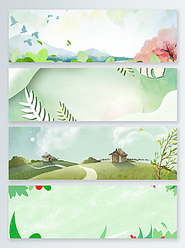 文藝復(fù)古飛鳥清明節(jié)踏青banner背景