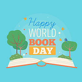 溫馨風格樹木書本世界讀書日