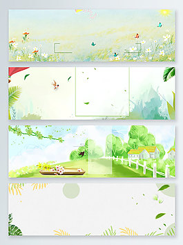 小清新唯美花景色banner背景
