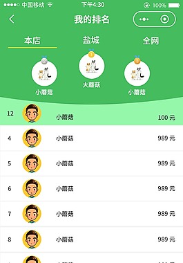 消費排行榜界面制作