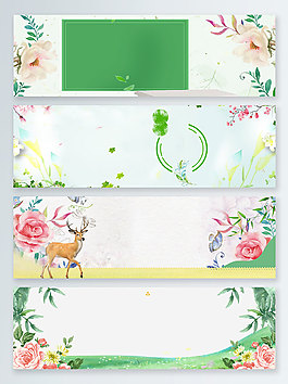 春夏新品小鹿小清新花朵banner背景