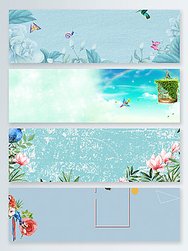 文藝清新花蝴蝶鳥banner背景