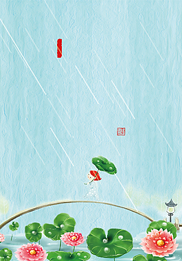 下雨的池塘背景素材