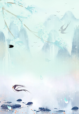 小清新二十四節(jié)氣谷雨背景模板