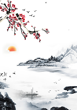 中國風山水意境裝飾背景