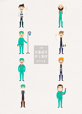 可愛創(chuàng)意扁平醫(yī)療人員素材