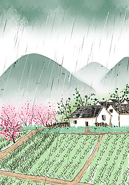 小清新二十四節(jié)氣谷雨背景