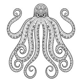 創意藝術卡通章魚插畫