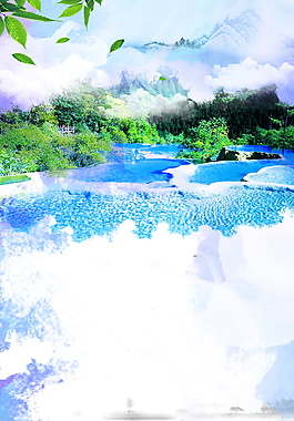 夢幻九寨溝旅游海報(bào)背景設(shè)計(jì)