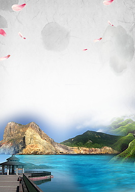 中國(guó)風(fēng)醉美青海湖旅游海報(bào)背景設(shè)計(jì)