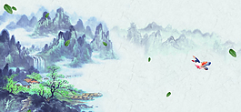 谷雨中國風山河燕子紋理背景