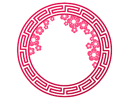紅色中式梅花圓環AI元素