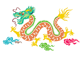 手繪中式神話龍祥云矢量元素