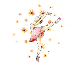 可愛唯美女孩跳芭蕾舞矢量元素