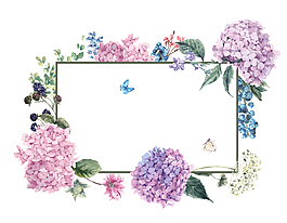 唯美紫色花球邊框矢量元素