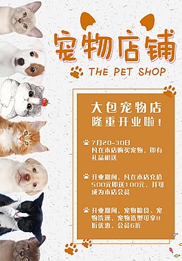 宠物店铺促销海报