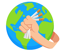 手繪禁煙素材藍(lán)色地球矢量元素