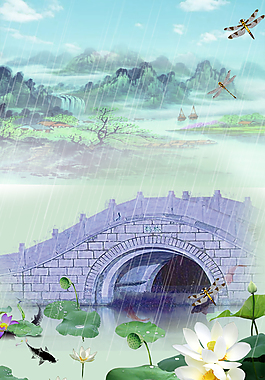 手繪卡通谷雨背景