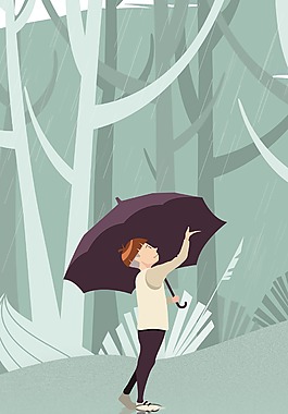 手繪卡通谷雨背景