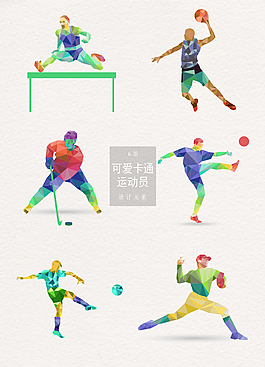 彩色多邊形卡通運(yùn)動(dòng)員設(shè)計(jì)圖案