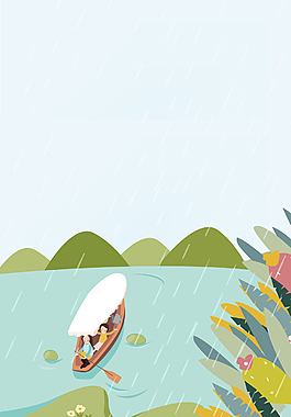 手繪卡通谷雨背景