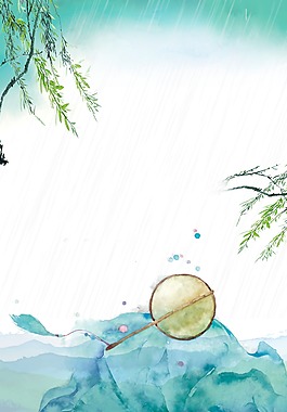 手繪卡通古典谷雨背景