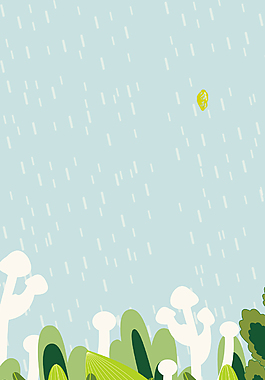 手繪卡通綠色谷雨背景