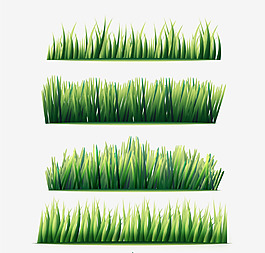 4款水彩绘草丛矢量素材