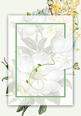 小清新花朵綠葉背景