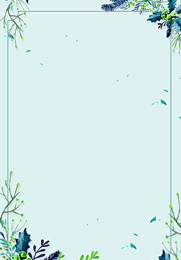 清新夏季樹枝邊框海報背景設計