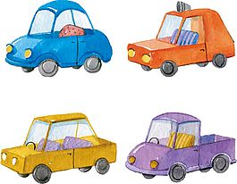 彩鉛卡通汽車元素