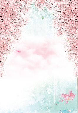 粉色浪漫春天櫻花賀背景