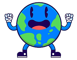 卡通手繪藍色地球矢量元素