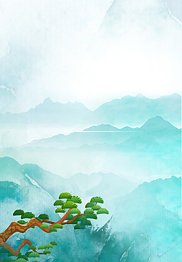 清雅水墨风山水背景