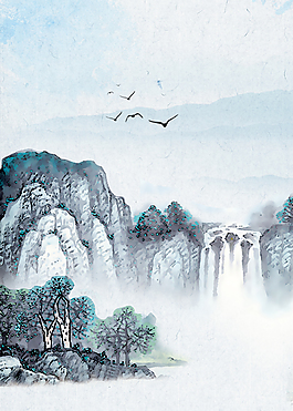 中國(guó)風(fēng)山水意境裝飾背景